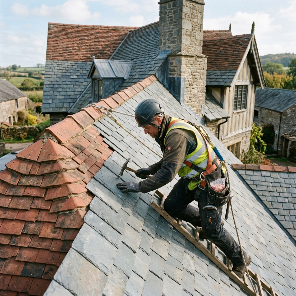 Pose et rénovation de toiture traditionnelle en tuiles, ardoises et zinc à Caen dans le Calvados